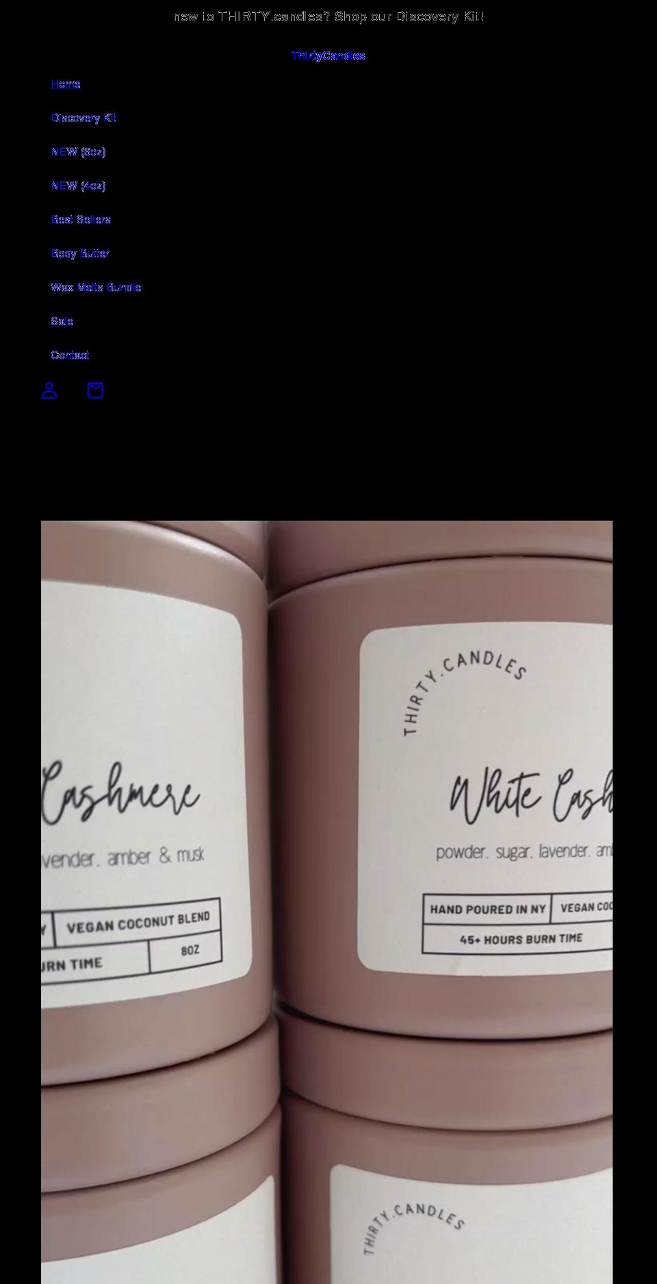 thirtycandles.com shopify website screenshot