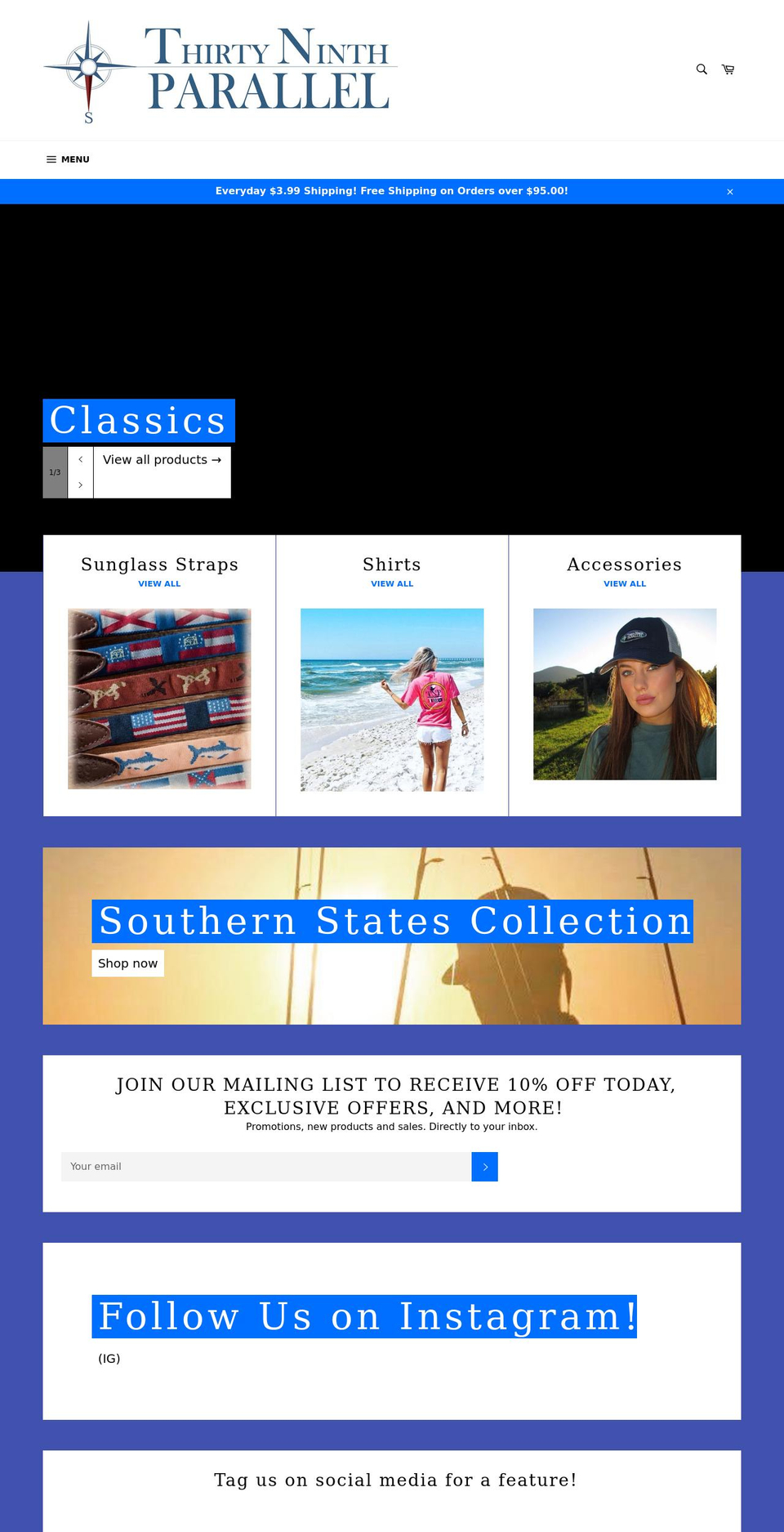 thirtyninthparallel.com shopify website screenshot