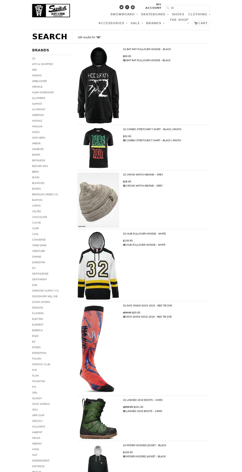 thirtytwo.ca shopify website screenshot