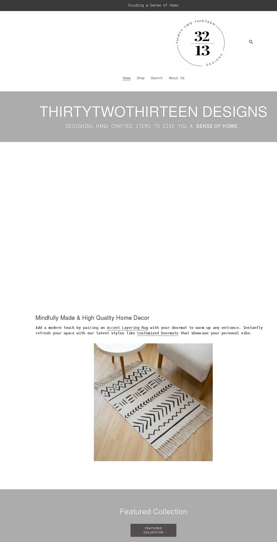 thirtytwothirteen.com shopify website screenshot