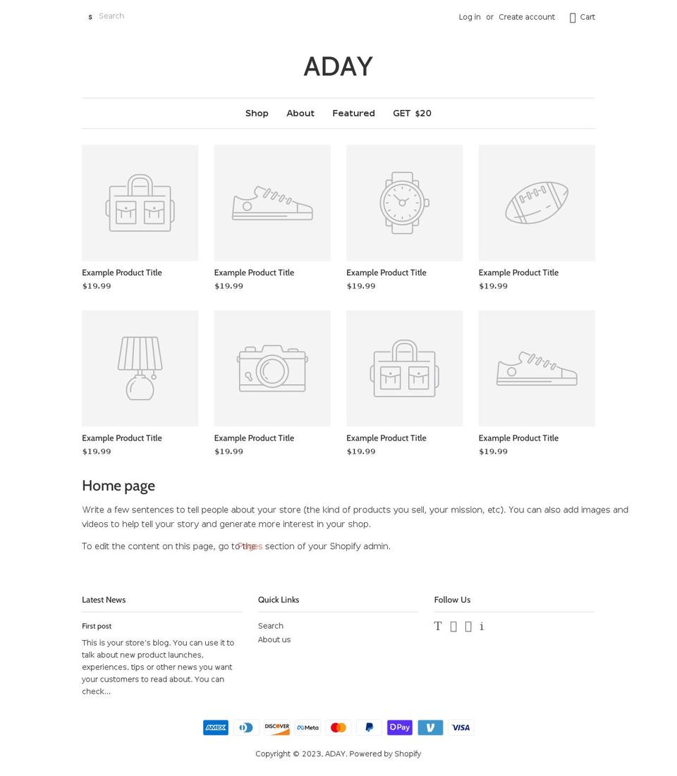 this-is-aday.myshopify.com shopify website screenshot