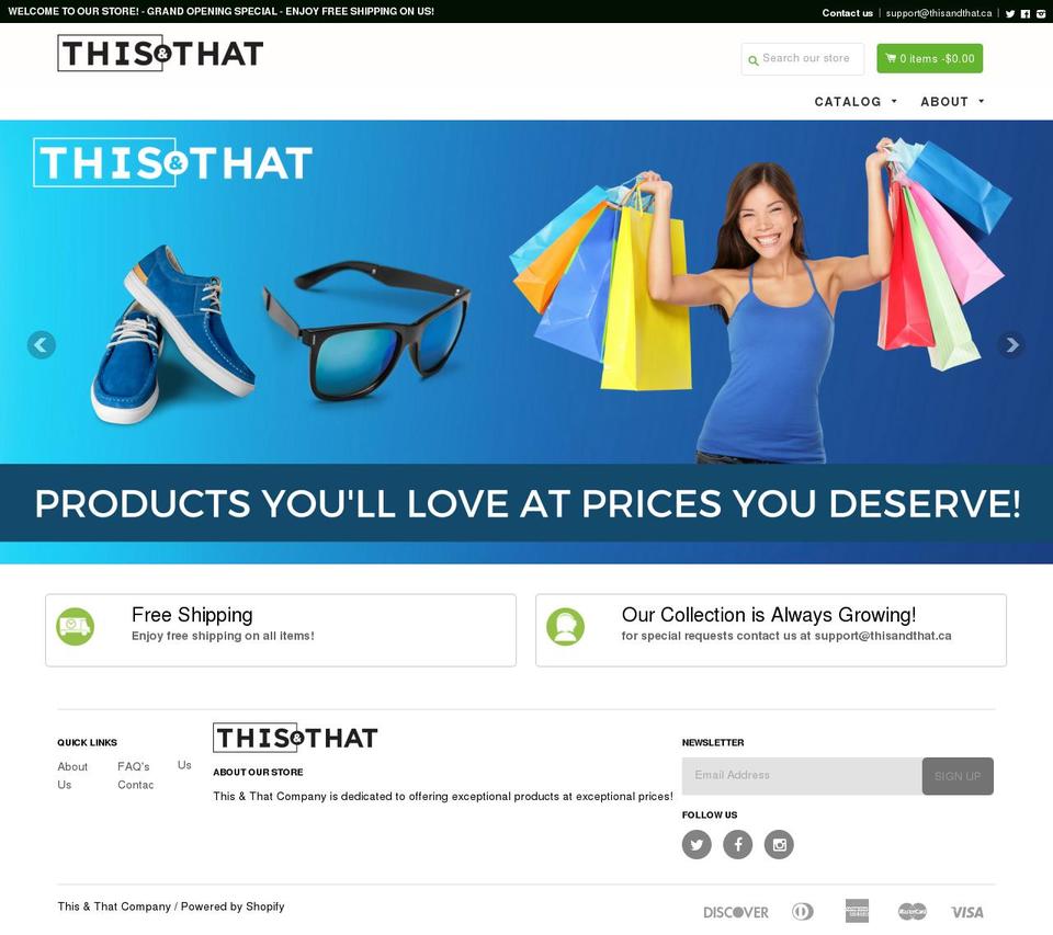 thisandthat.ca shopify website screenshot