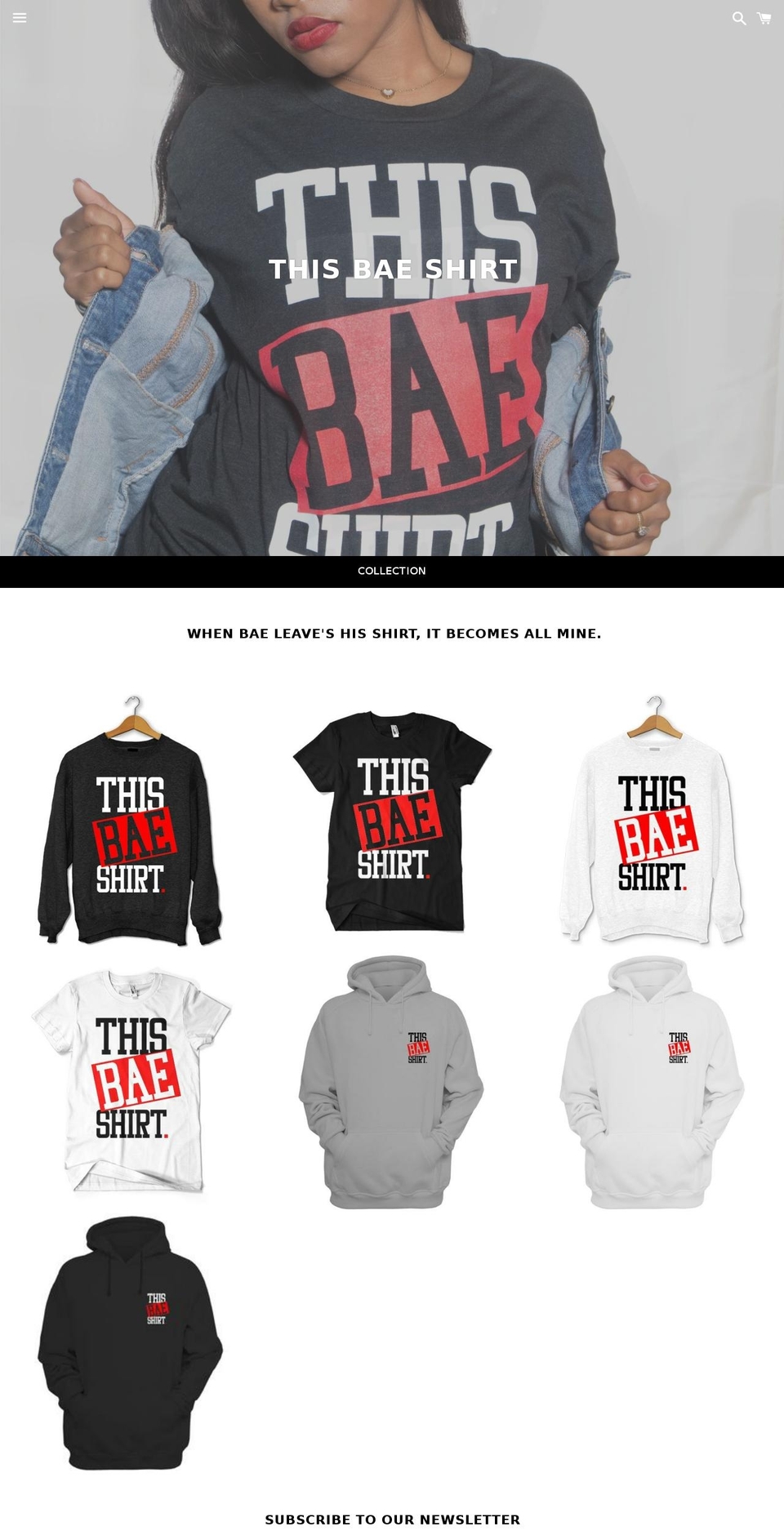 thisbaeshirt.com shopify website screenshot