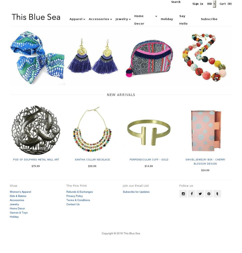 thisbluesea.com — Shopify storefront screenshot