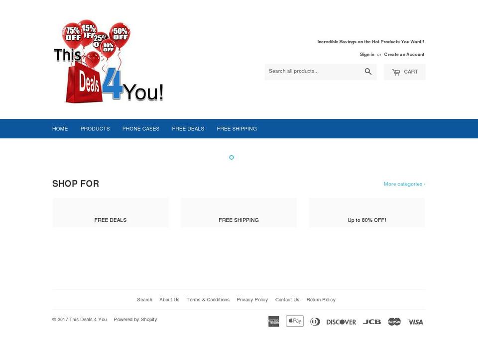 thisdeals4you.com shopify website screenshot
