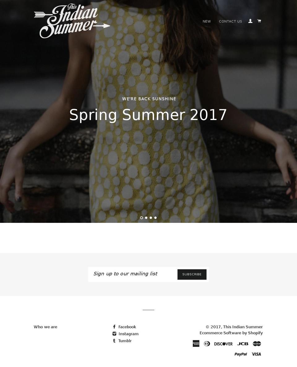 thisindiansummer.com shopify website screenshot