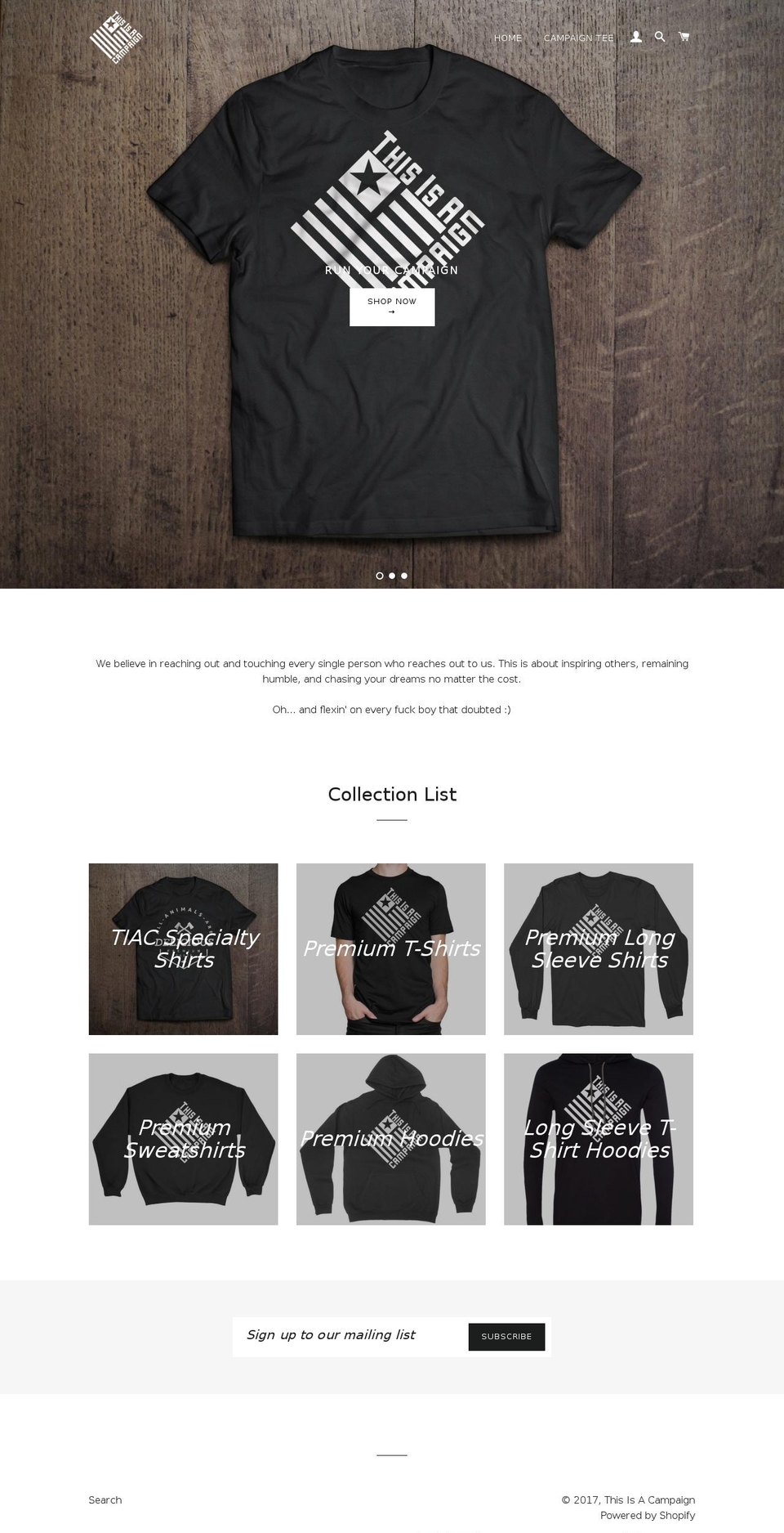 thisisacampaign.com shopify website screenshot