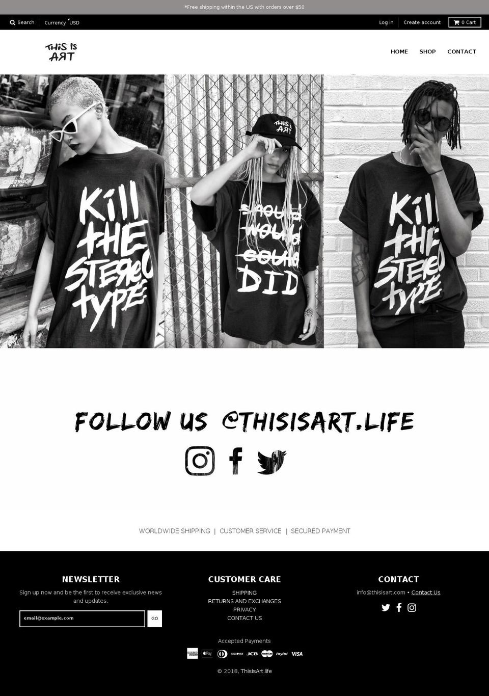 thisisart.life shopify website screenshot