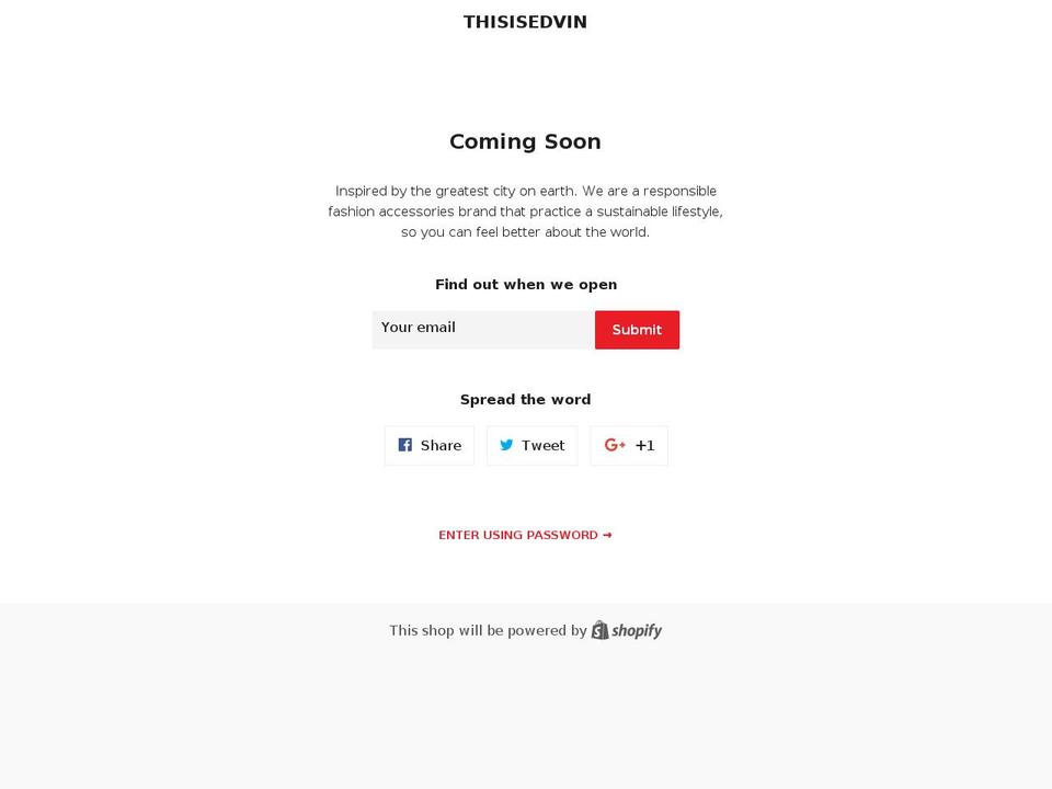 thisisedvin.com shopify website screenshot