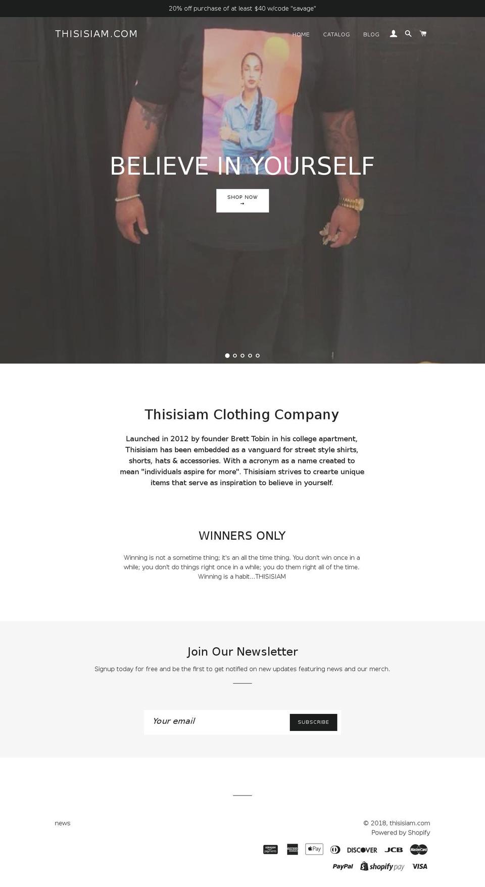 thisisiam.com — Shopify storefront screenshot