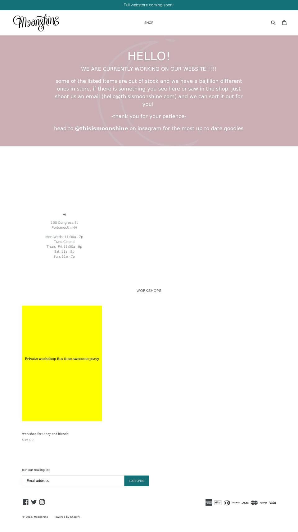 thisismoonshine.com shopify website screenshot