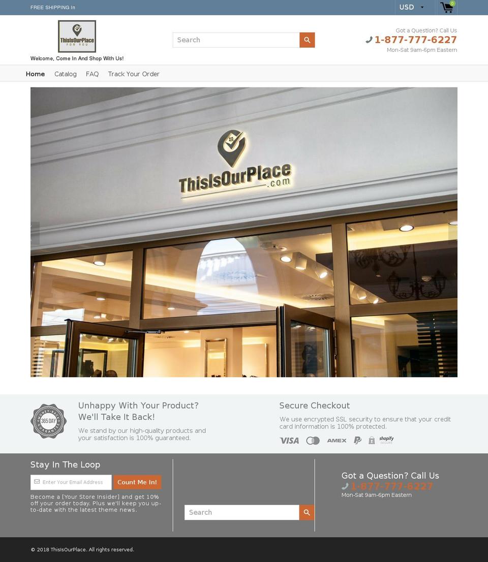 thisisourplace.com — Shopify storefront screenshot