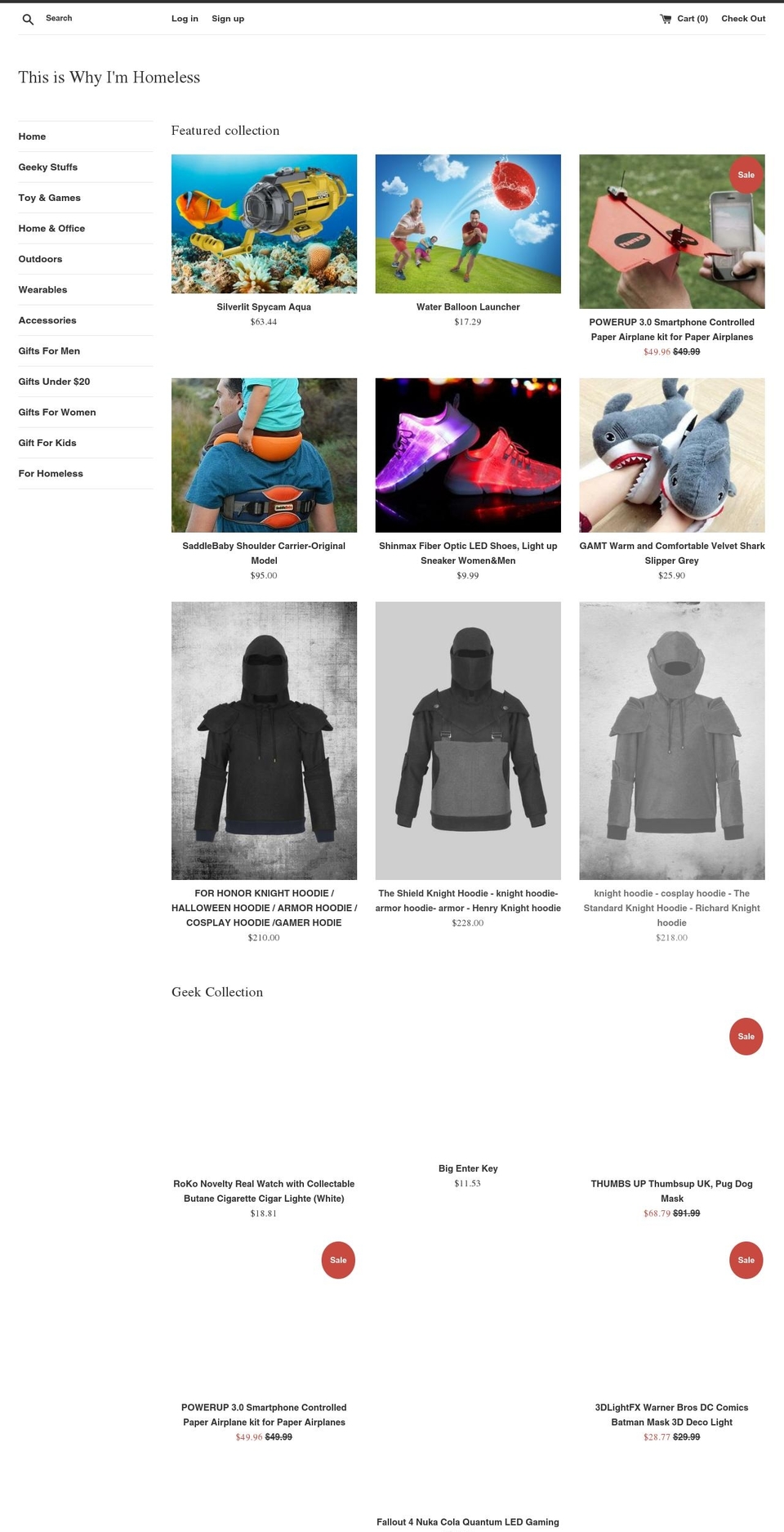 thisiswhyimhomeless.com — Shopify storefront screenshot
