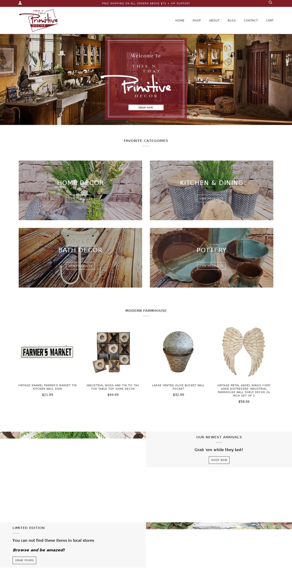 thisnthatprimitivedecor.com shopify website screenshot