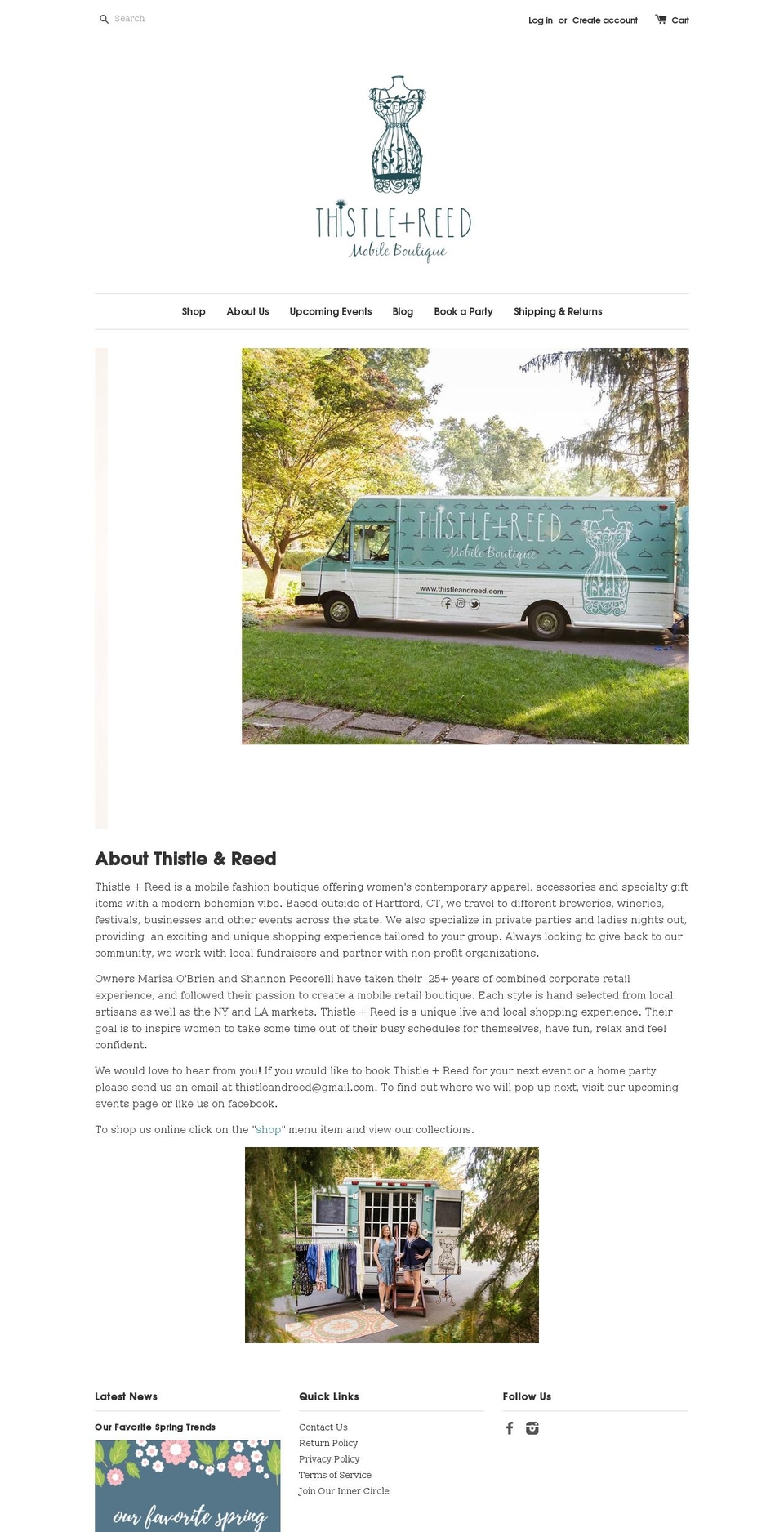 thistleandreed.com shopify website screenshot