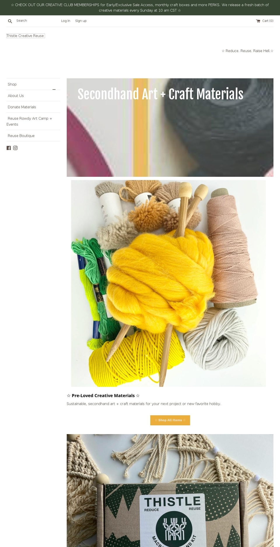 thistlecreativereuse.com shopify website screenshot