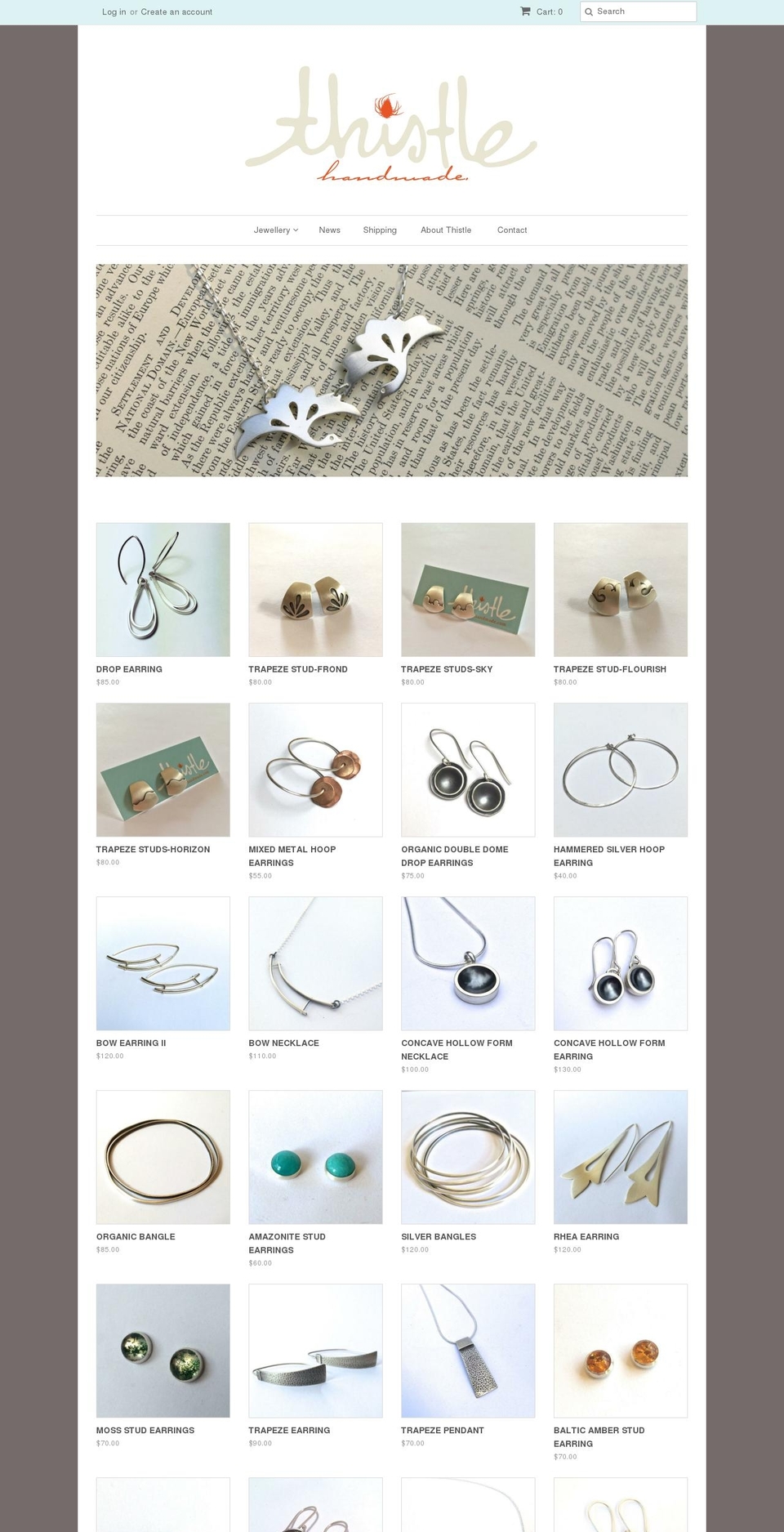 thistlehandmade.com shopify website screenshot