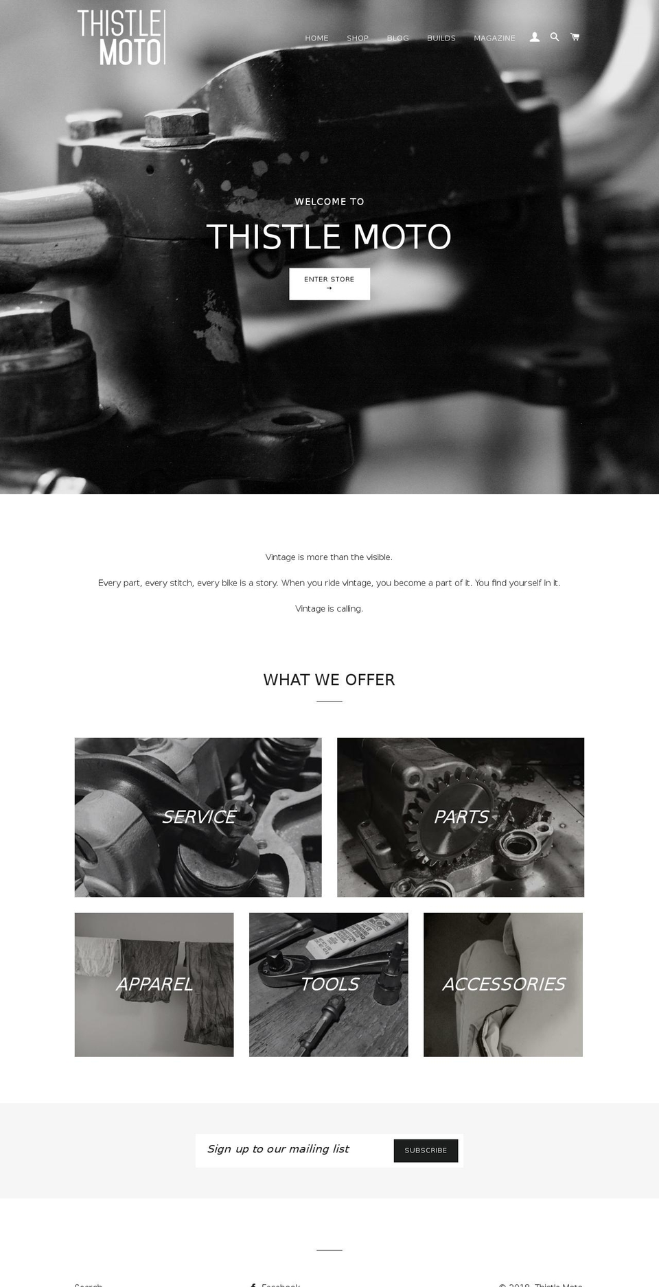 thistlemoto.com — Shopify storefront screenshot