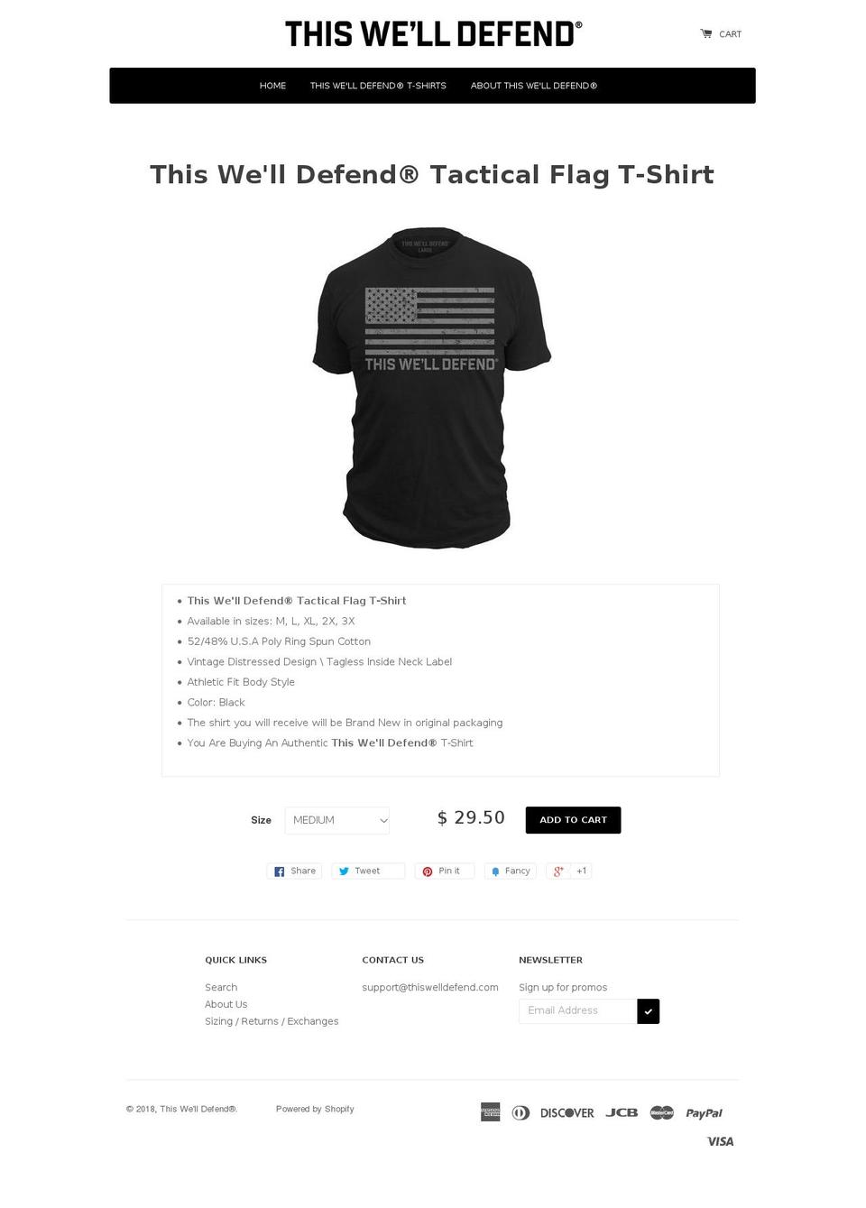 thiswilldefend.com — Shopify storefront screenshot
