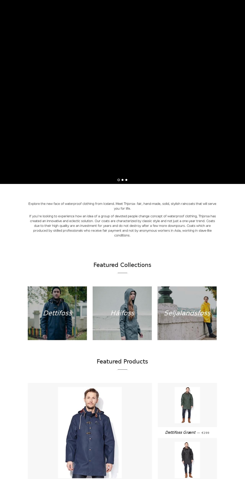 thjorsa.com shopify website screenshot