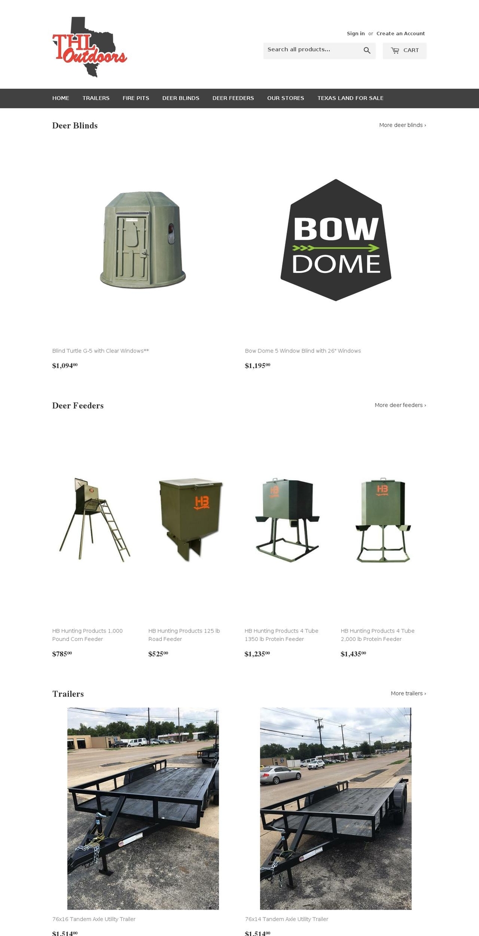 thloutdoors.com — Shopify storefront screenshot