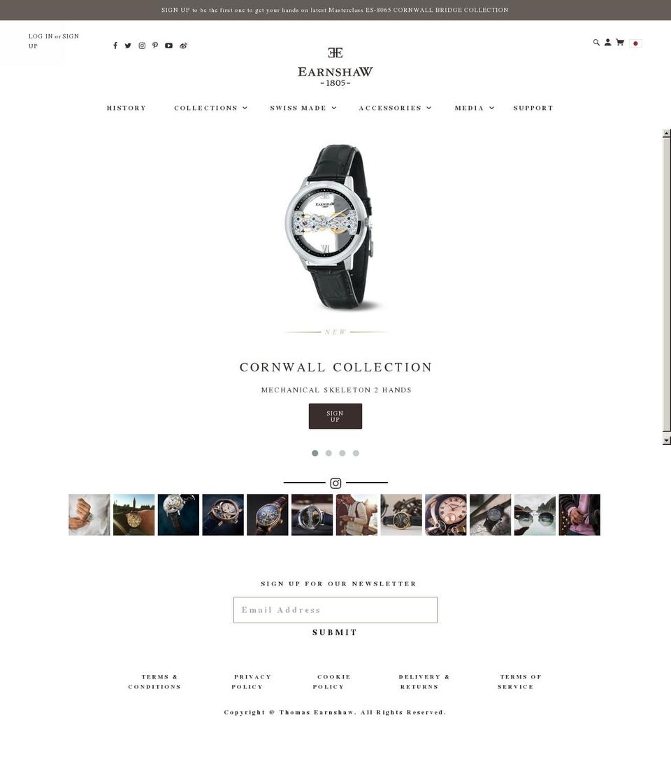 thomas-earnshaw.com shopify website screenshot