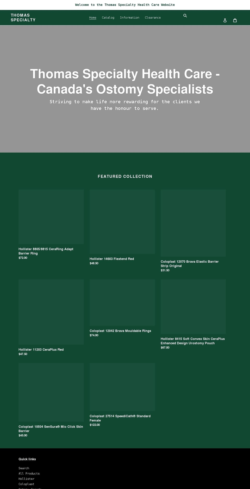 thomas-specialty.com shopify website screenshot
