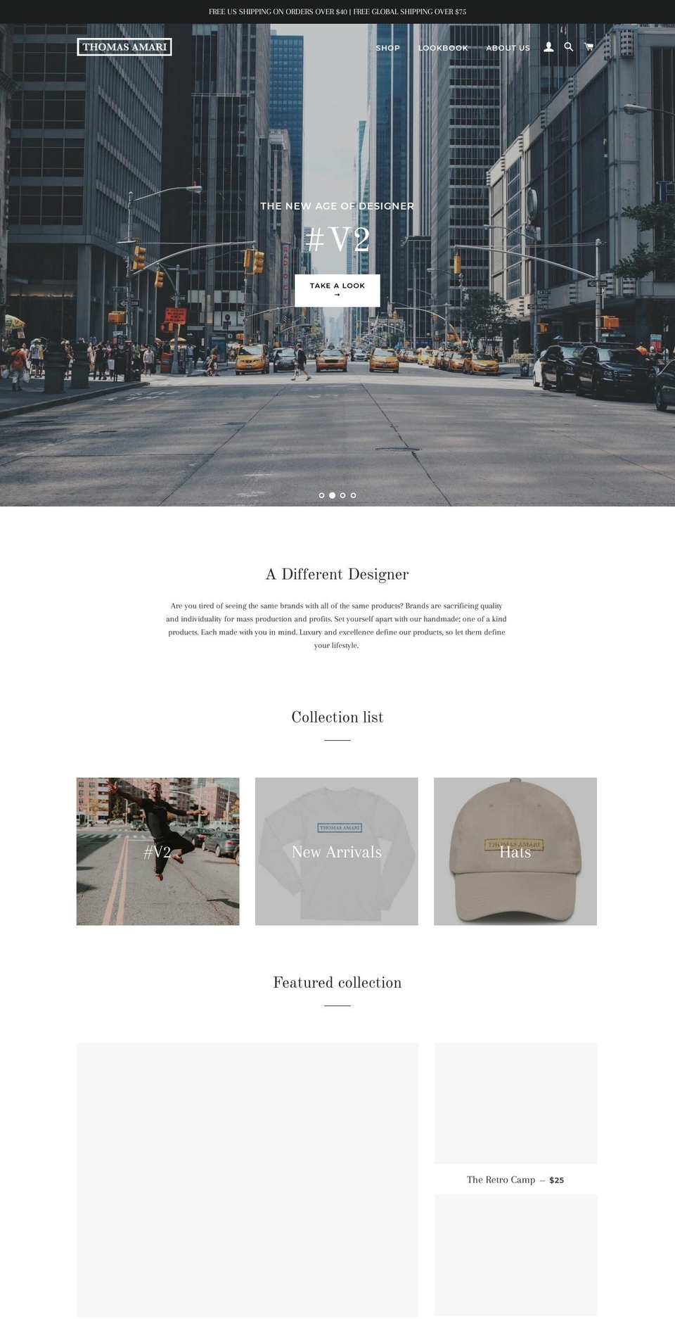 thomasamari.com — Shopify storefront screenshot
