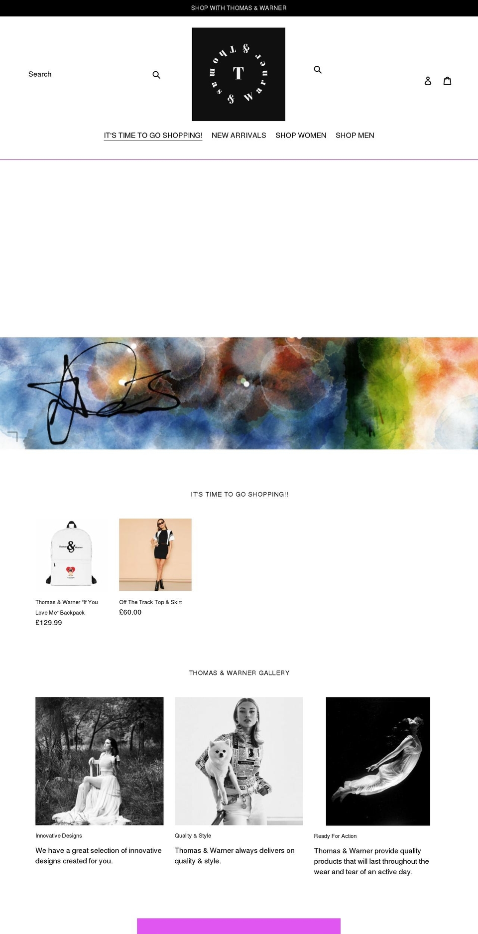 thomasandwarner.com shopify website screenshot