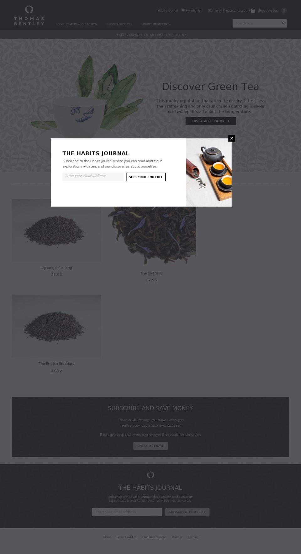 thomasbentleyteas.com shopify website screenshot