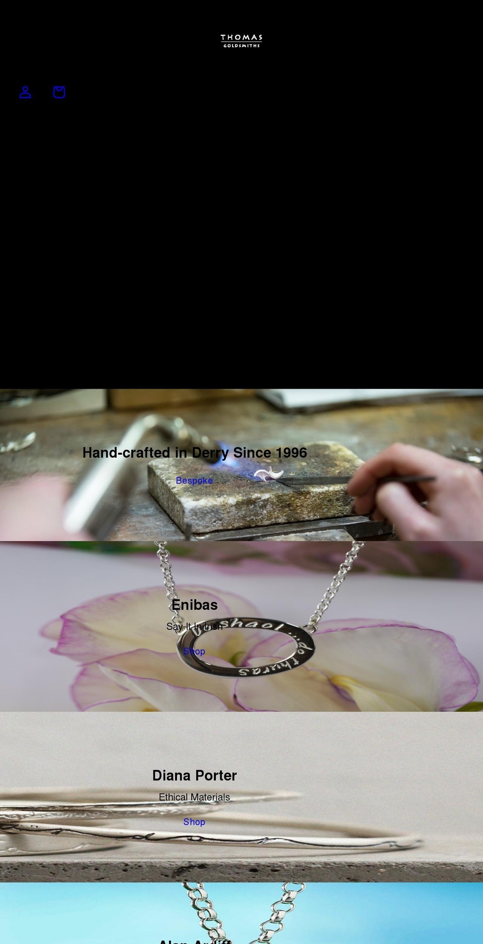 thomasgoldsmiths.com shopify website screenshot