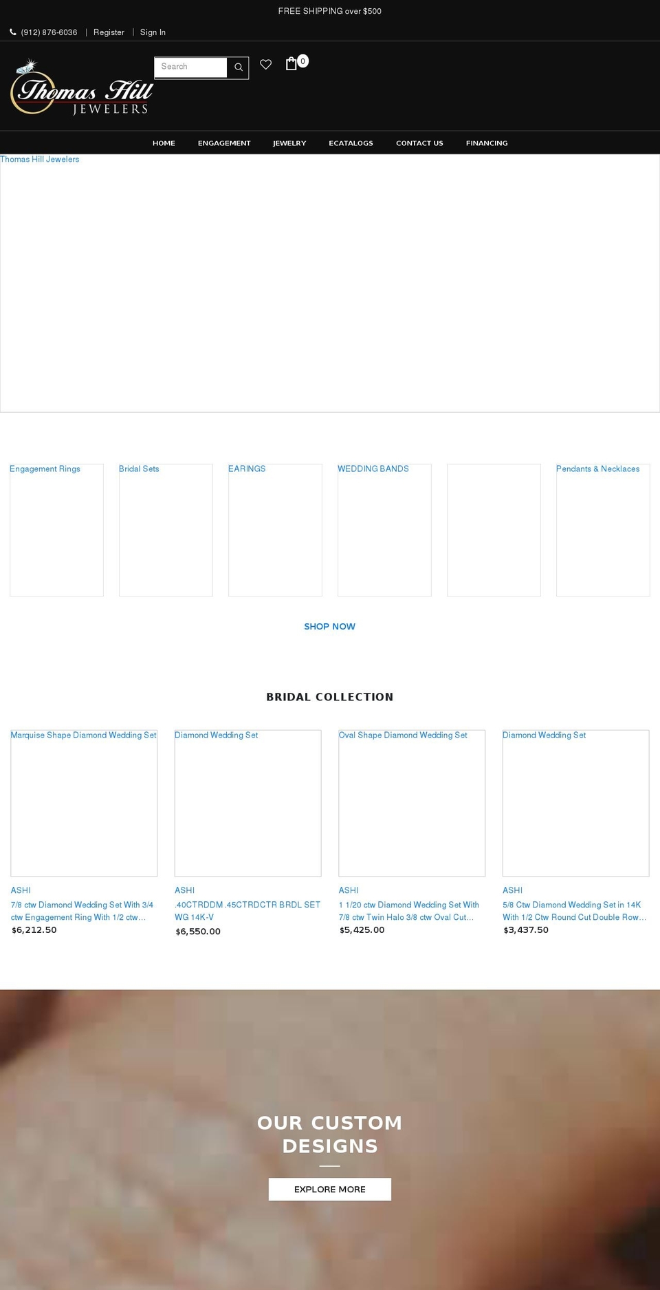 thomashilljewelers.com shopify website screenshot