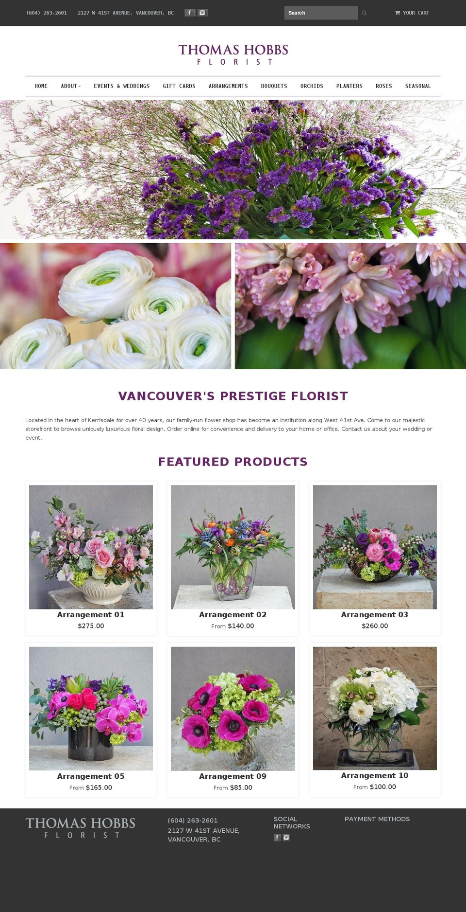 thomashobbsflorist.com shopify website screenshot