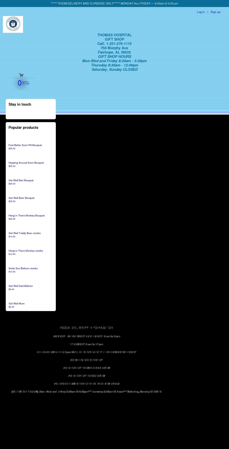thomashospitalgiftshop.org shopify website screenshot