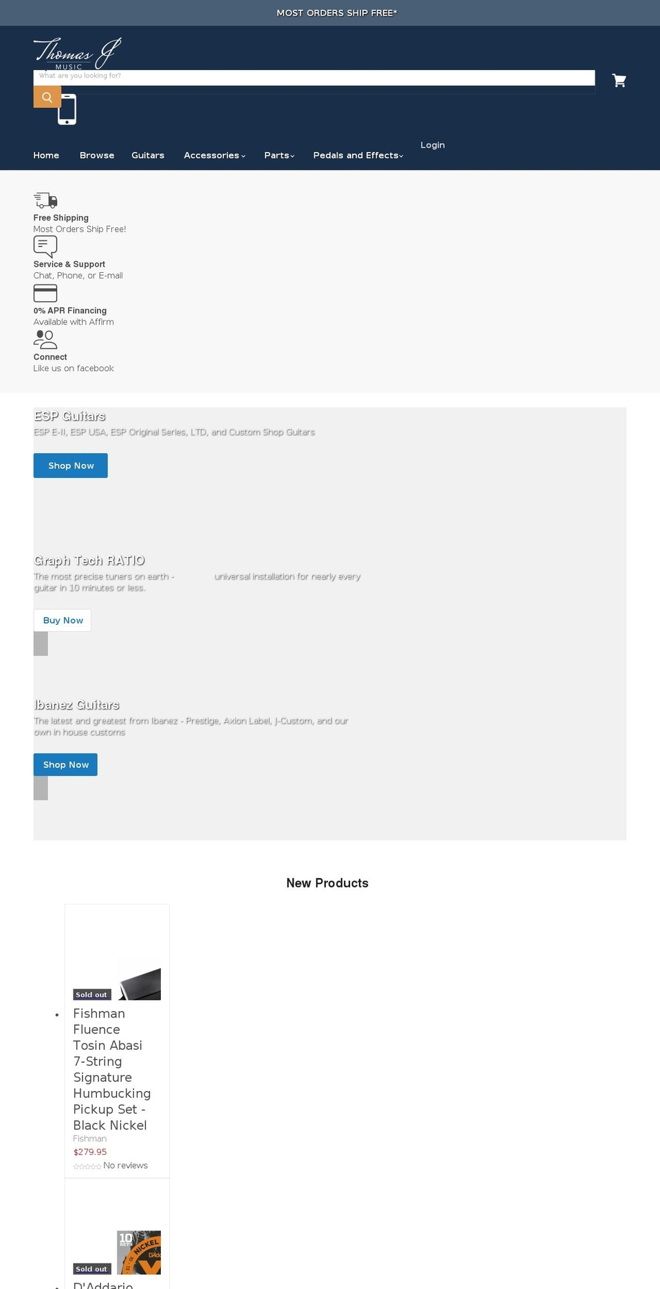 thomasjmusic.com shopify website screenshot