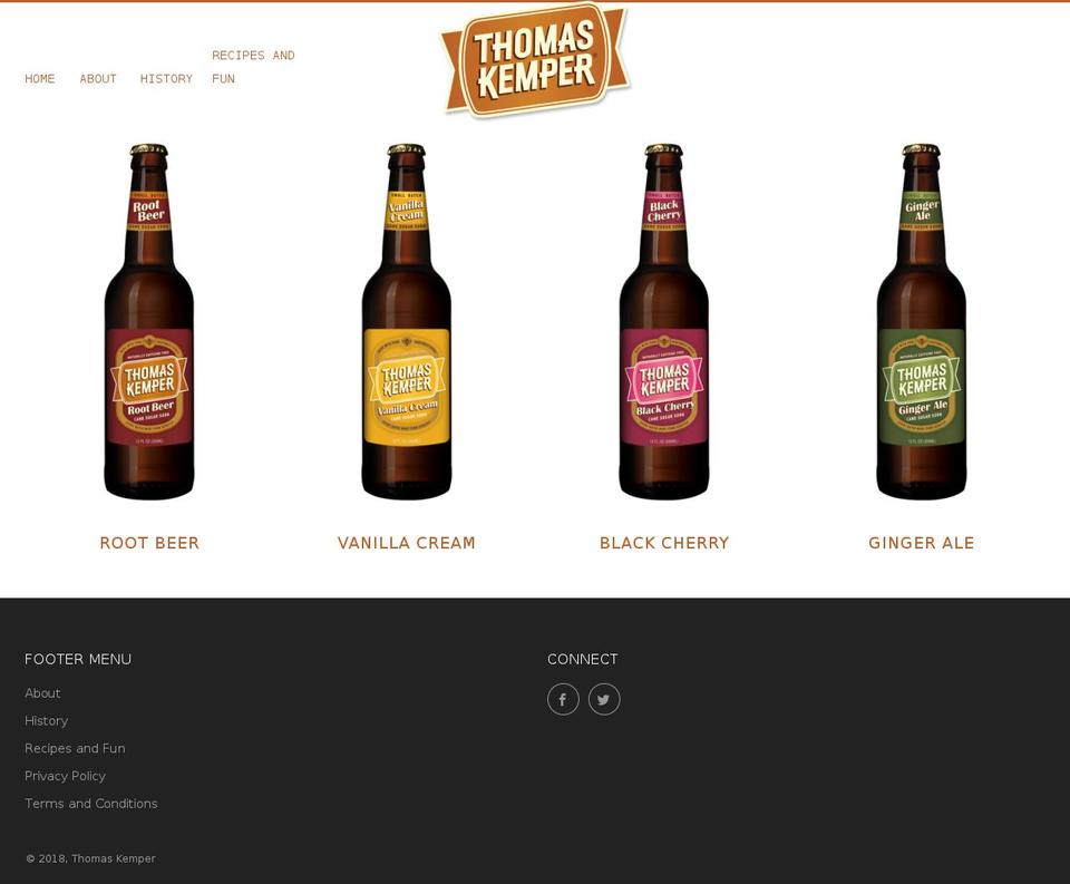 thomaskempersoda.com — Shopify storefront screenshot