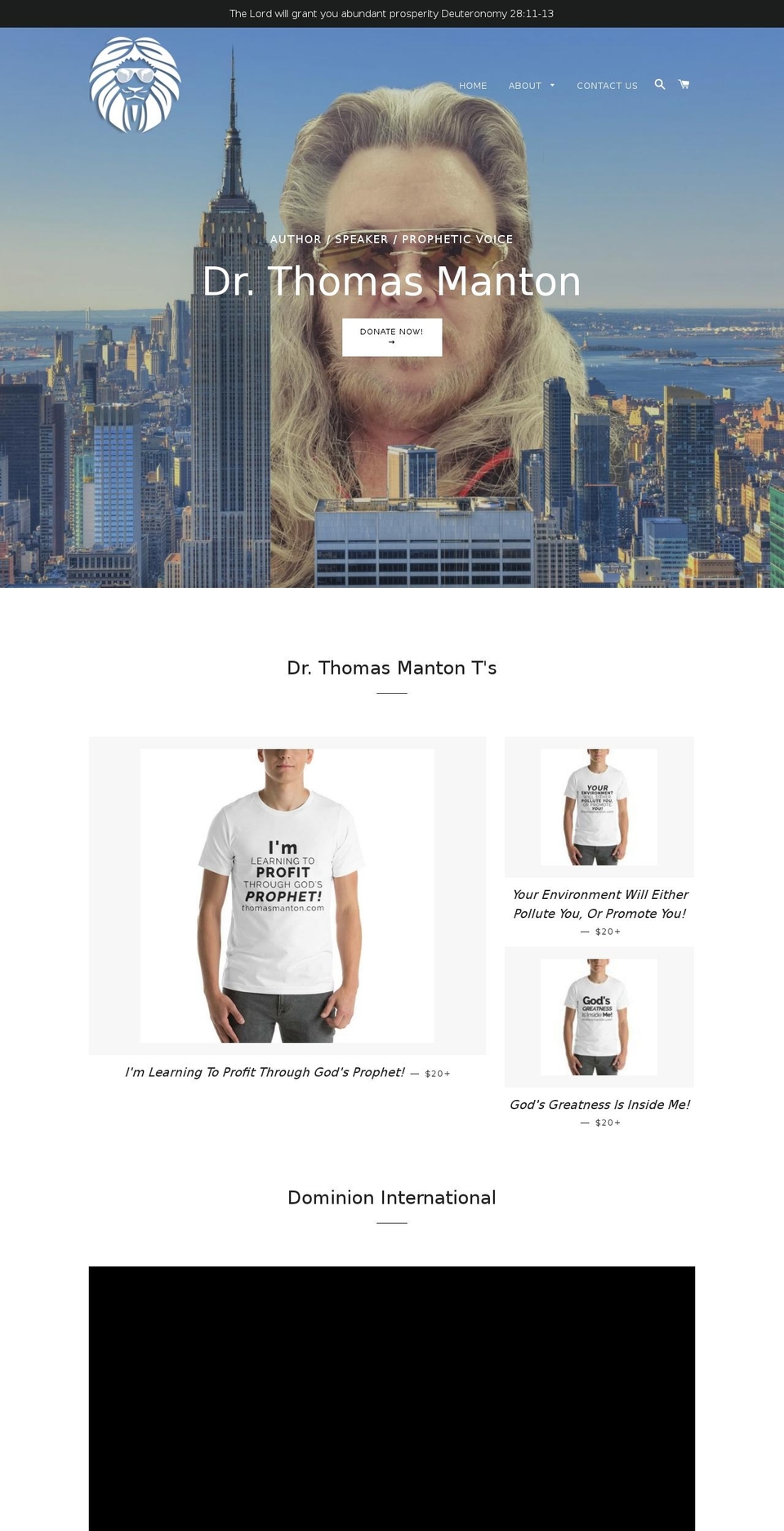 thomasmanton.org shopify website screenshot