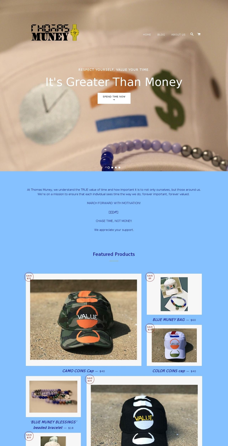 thomasmuney.com shopify website screenshot