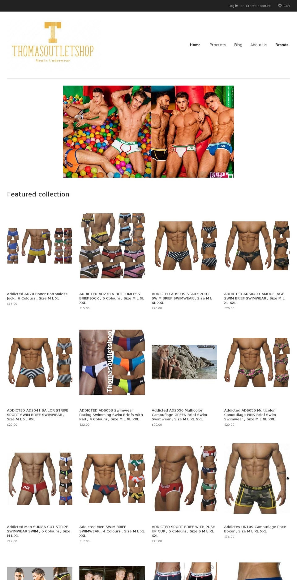 thomasoutletshop.com shopify website screenshot