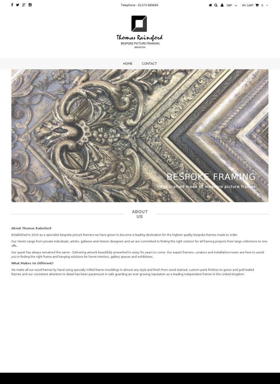 thomasrainsford.com shopify website screenshot