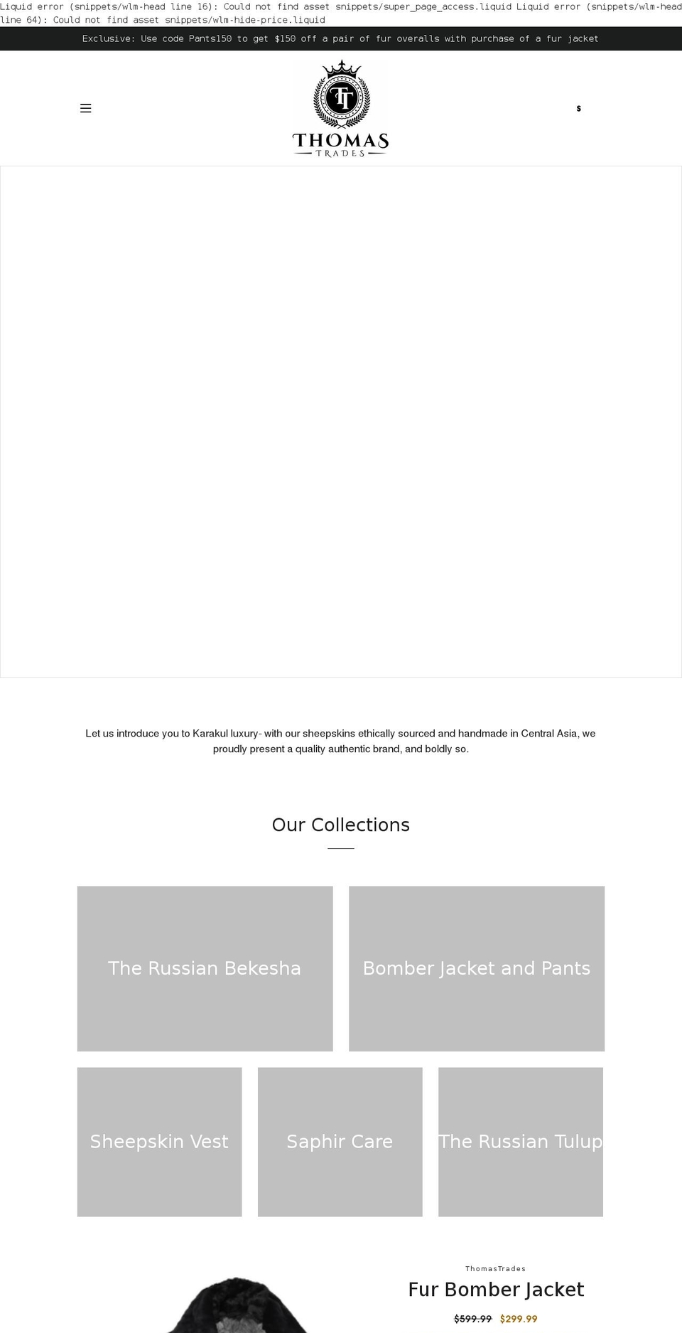 thomastradesluxury.com shopify website screenshot