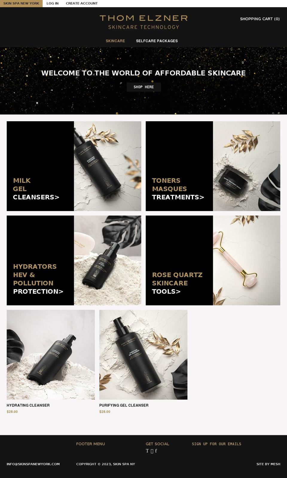 thomelznerskincare.com shopify website screenshot
