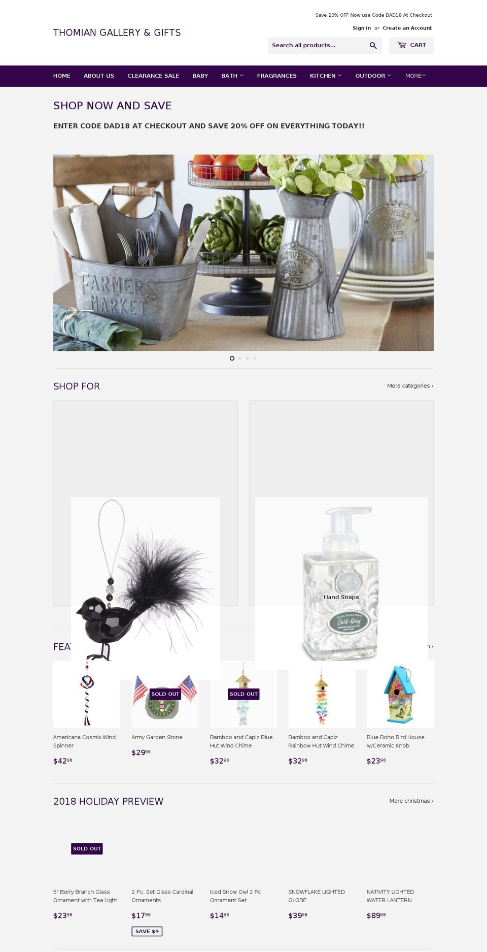 thomiangallery.com — Shopify storefront screenshot