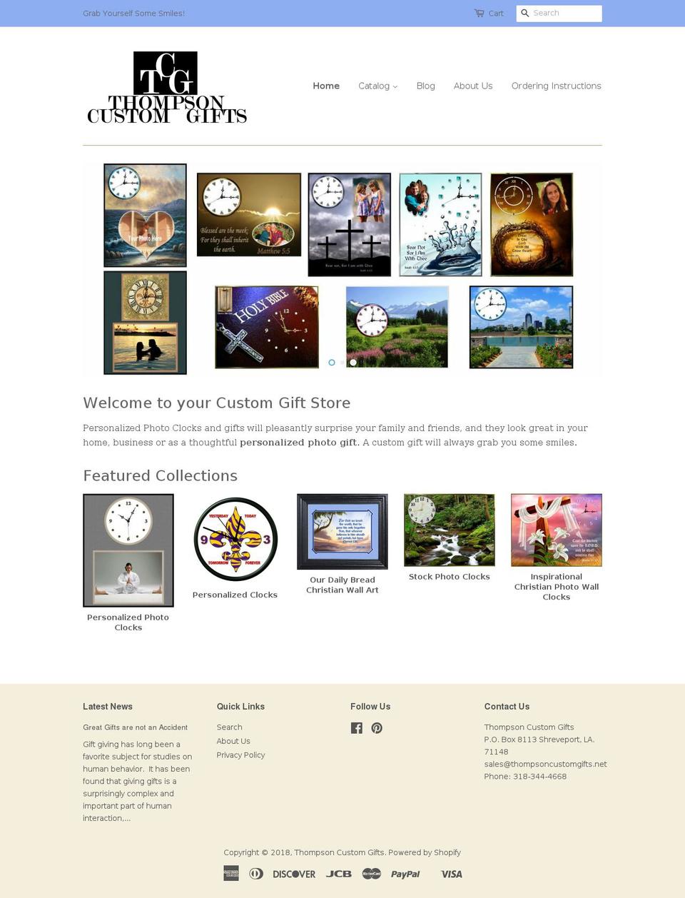 thompsoncustomgifts.com — Shopify storefront screenshot