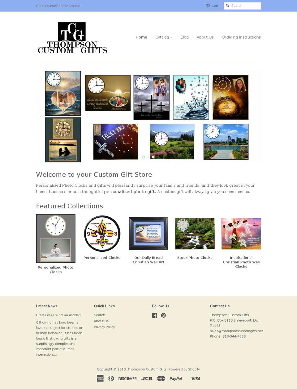 thompsoncustomgifts.net shopify website screenshot