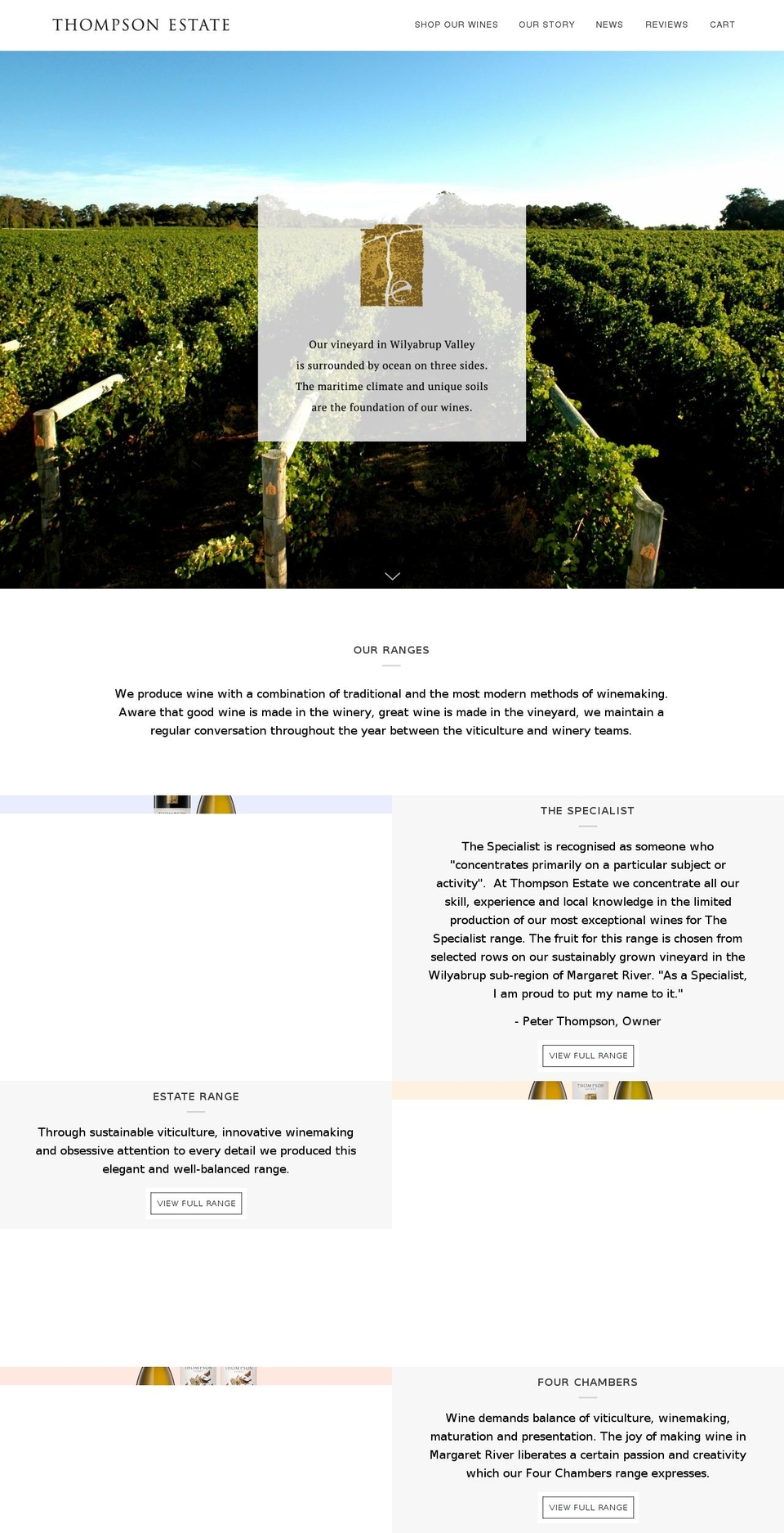 thompsonestate.com shopify website screenshot