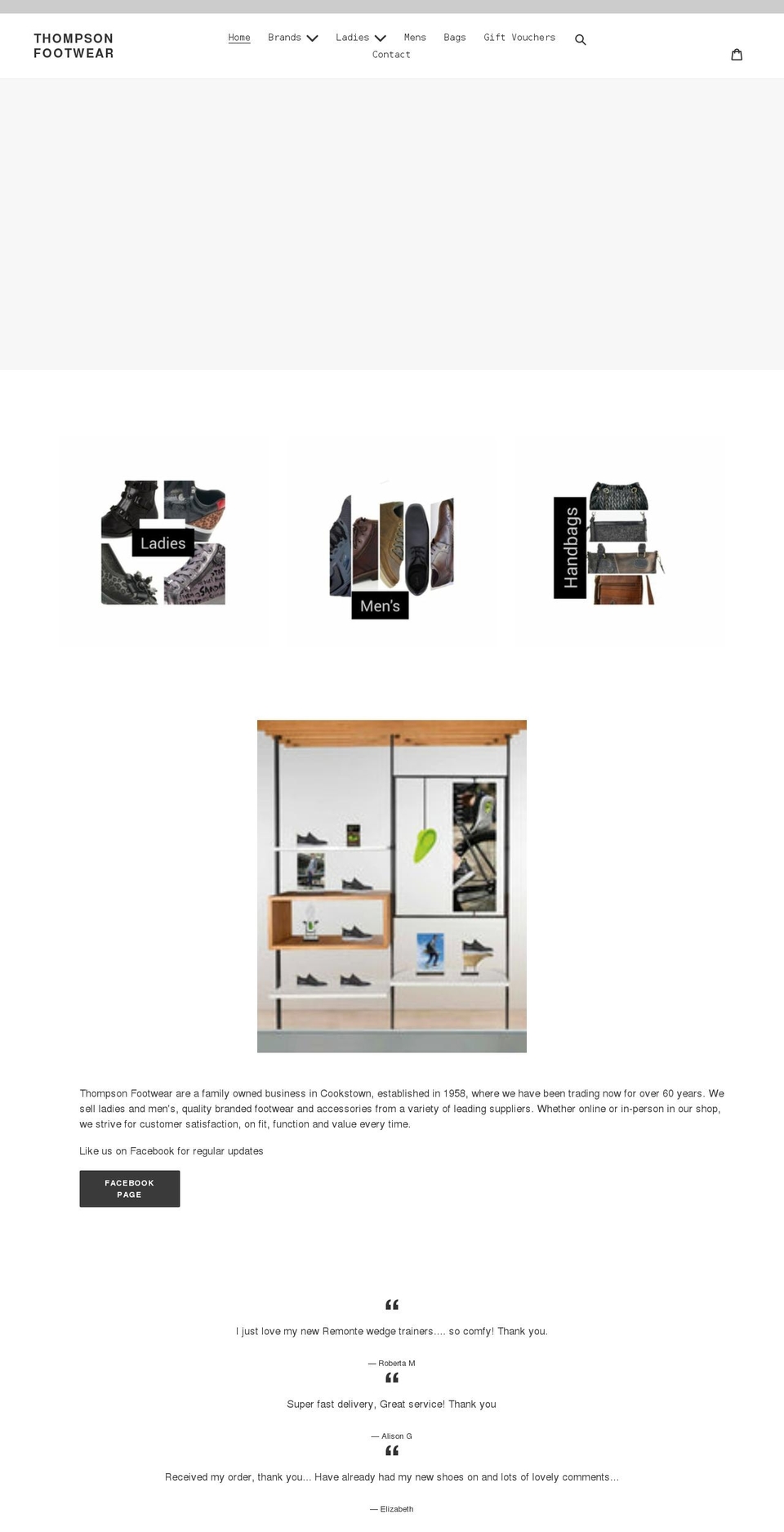 thompsonfootwear.com shopify website screenshot