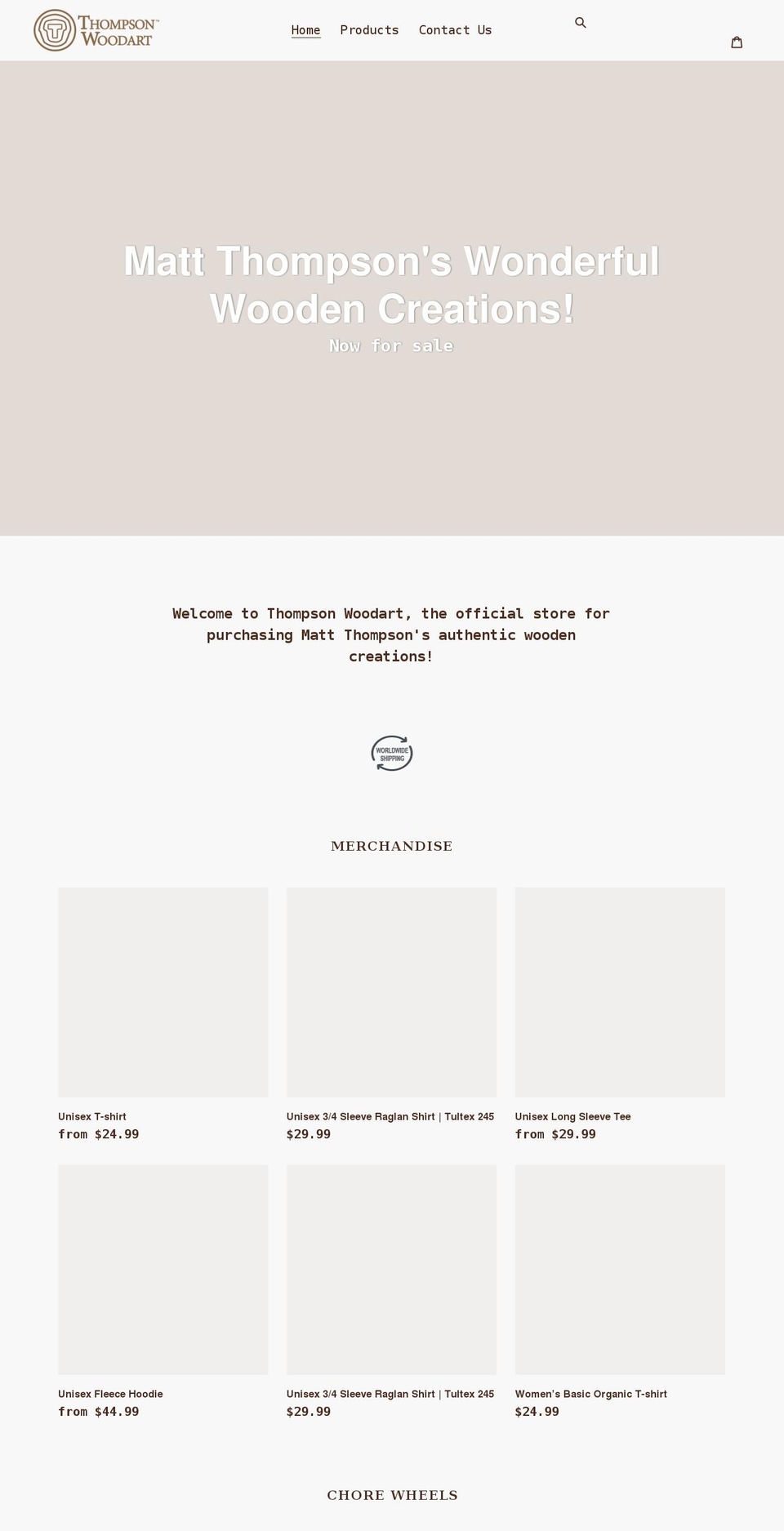 thompsonwoodart.com shopify website screenshot