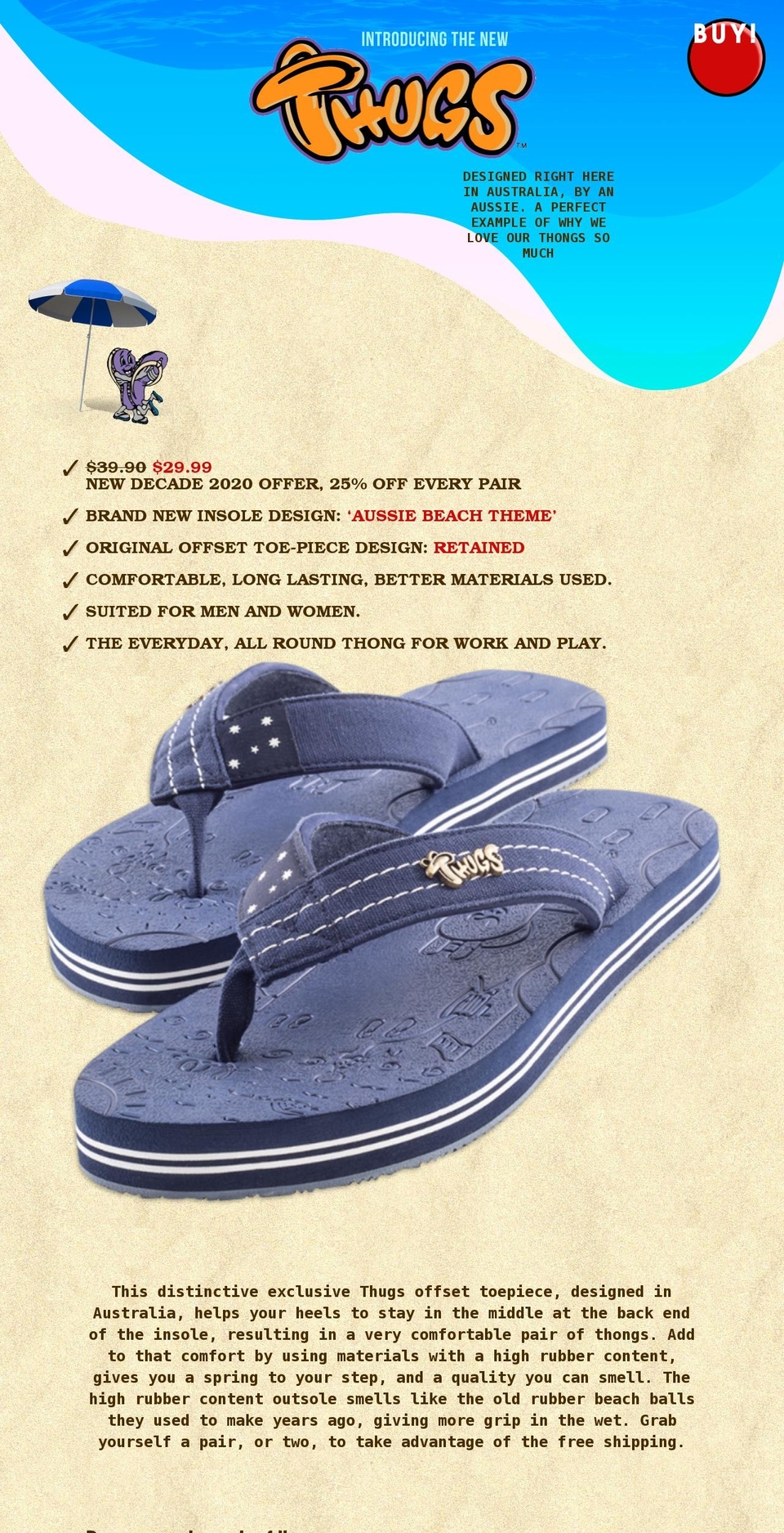 thongs.com.au shopify website screenshot