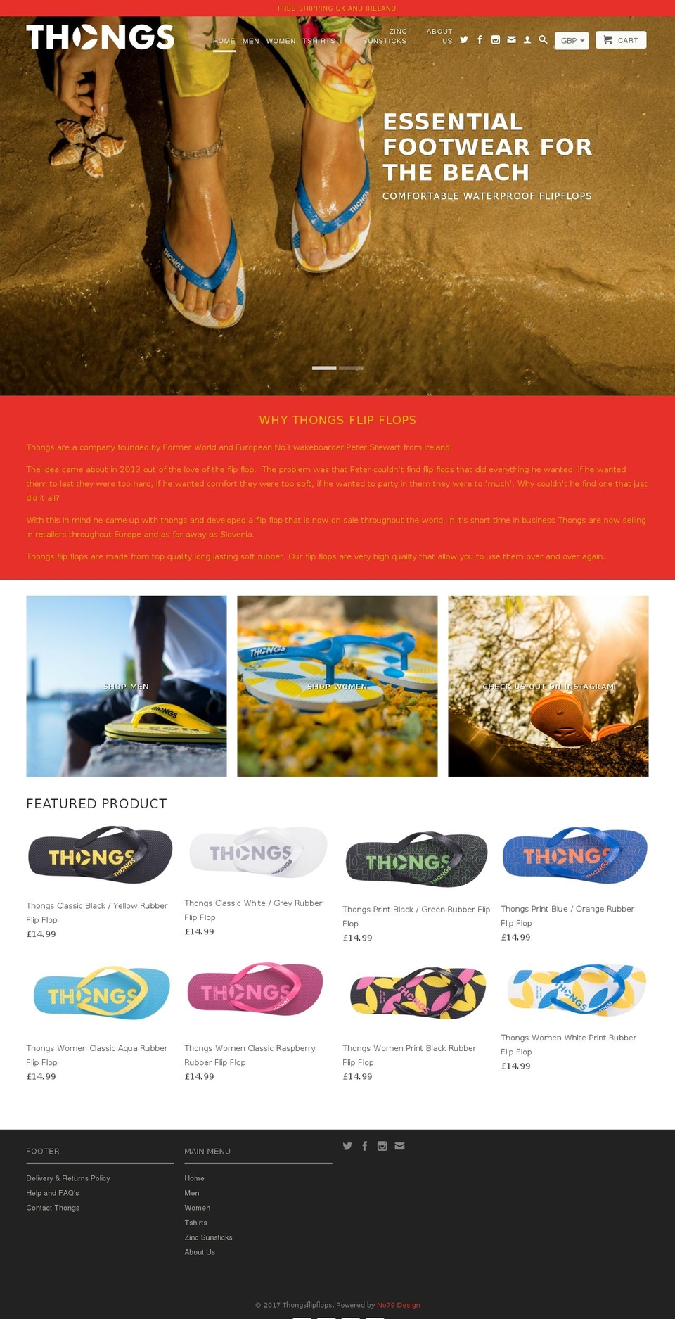 thongsflipflops.com shopify website screenshot